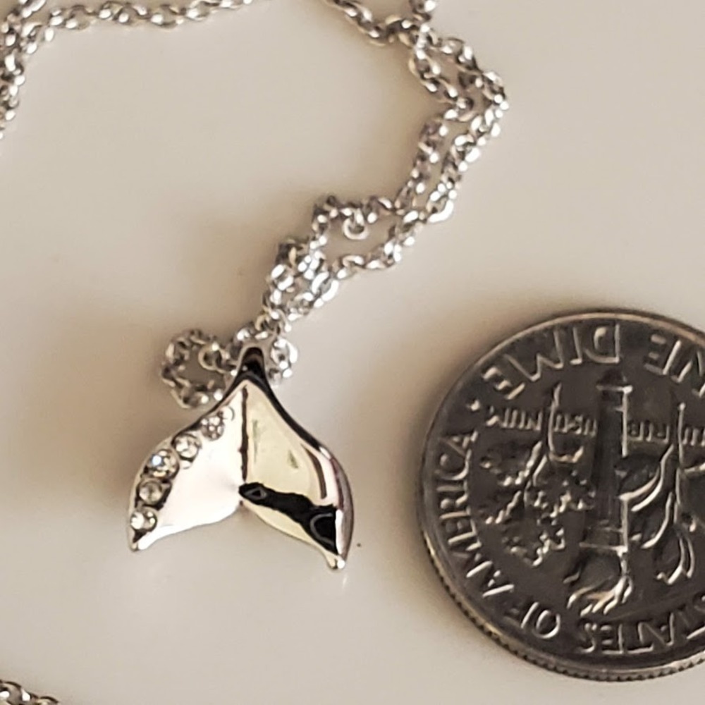 Spartina 449 Sea La Vie Necklace Mermaid Tail Silver Plated Crystal Accents - Picture 4 of 6
